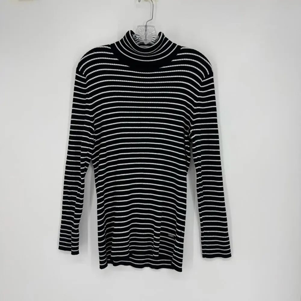 DKNY Stripe Turtlneck Sweater Size Large